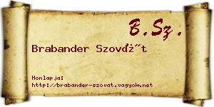 Brabander Szovát névjegykártya